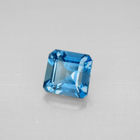 Topazio naturale blu da 1,37 ct, taglio smeraldo, VVS-VS