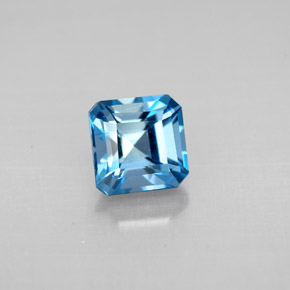 Topazio naturale blu da 1,59 ct, taglio smeraldo, VVS-VS