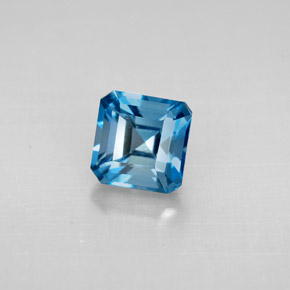 Topazio naturale blu da 1,59 ct, taglio smeraldo, VVS-VS