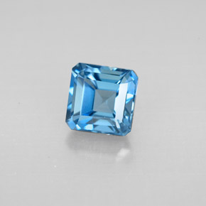 Topazio naturale blu da 1,64 ct, taglio smeraldo, VVS-VS