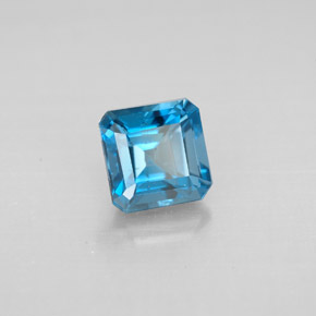 Topazio naturale blu da 1,48 ct, taglio smeraldo, VVS-VS