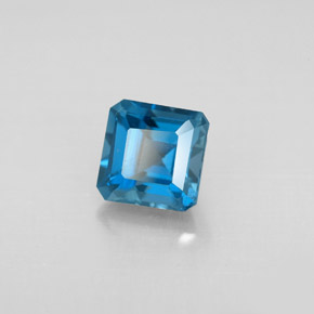 Topazio naturale blu da 1,60 ct, taglio smeraldo, VVS-VS
