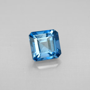 Topazio naturale blu da 1,46 ct, taglio smeraldo, VVS-VS