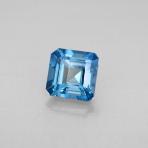 Topazio naturale blu da 1,46 ct, taglio smeraldo, VVS-VS
