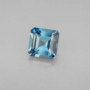 Topazio naturale blu da 1,38 ct, taglio smeraldo, VVS-VS