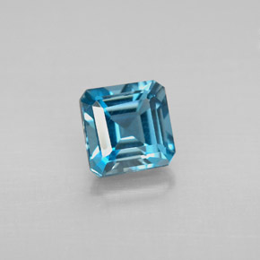 Topazio naturale blu da 1,57 ct, taglio smeraldo, VVS-VS