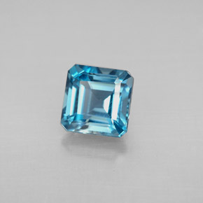 Topazio naturale blu da 1,57 ct, taglio smeraldo, VVS-VS