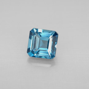 Topazio naturale blu da 1,45 ct, taglio smeraldo, VVS-VS