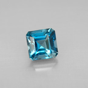 Topazio naturale blu da 1,50 ct, taglio smeraldo, VVS-VS