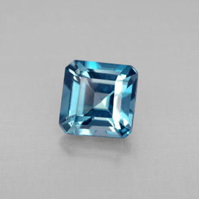 Topazio naturale blu da 1,51 ct, taglio smeraldo, VVS-VS