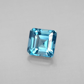 Topazio naturale blu da 1,57 ct, taglio smeraldo, VS