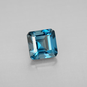 Topazio naturale blu da 1,51 ct, taglio smeraldo, VVS-VS