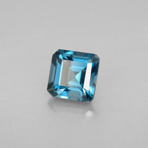 Topazio naturale blu da 1,51 ct, taglio smeraldo, VVS-VS
