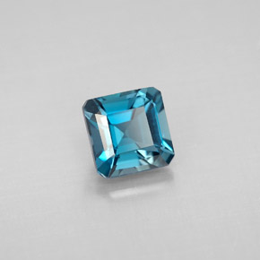 Topazio naturale blu da 1,46 ct, taglio smeraldo, VVS-VS