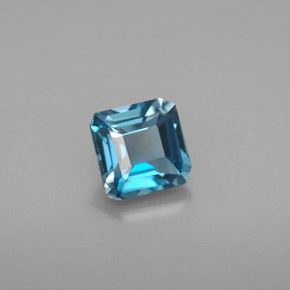 Topazio naturale blu da 1,42 ct, taglio smeraldo, VVS-VS