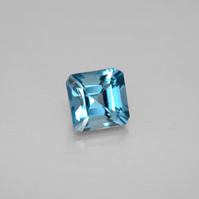 Topazio naturale blu da 1,38 ct, taglio smeraldo, VVS-VS