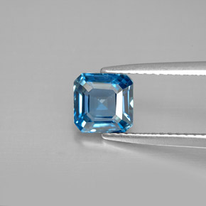 Topazio naturale blu da 1,46 ct, taglio smeraldo, VVS-VS