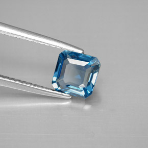 Topazio naturale blu da 1,46 ct, taglio smeraldo, VVS-VS