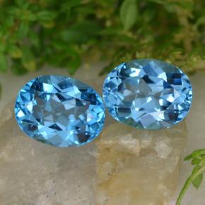 Topazio naturale blu da 5,43 ct, taglio ovale, VVS-VS
