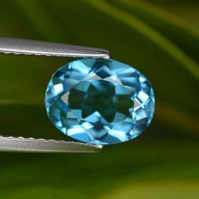 Topazio naturale blu da 2,24 ct, taglio ovale, VVS
