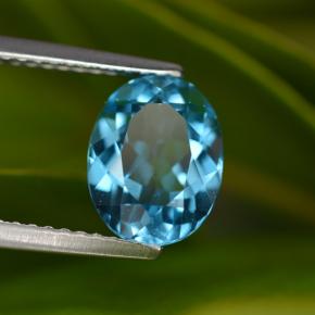 Topazio naturale blu da 2,24 ct, taglio ovale, VVS