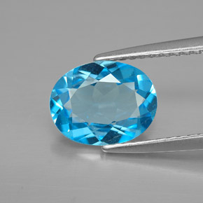 Topazio naturale blu da 2,02 ct, taglio ovale, VVS-VS