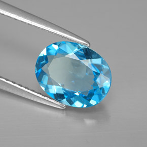 Topazio naturale blu da 2,02 ct, taglio ovale, VVS-VS