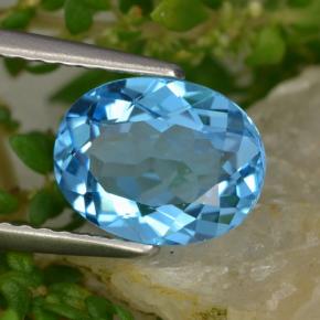 Topazio naturale blu da 2,34 ct, taglio ovale, VVS