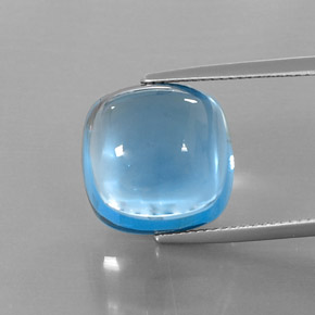 Topazio naturale blu da 23,43 ct, taglio a cuscino, trasparente