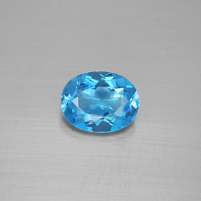 Topazio naturale blu da 2,08 ct, taglio ovale, VVS-VS