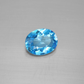 Topazio naturale blu da 2,08 ct, taglio ovale, VVS-VS