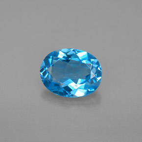 Topazio naturale blu da 2,25 ct, taglio ovale, VVS