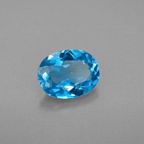 Topazio naturale blu da 2,25 ct, taglio ovale, VVS