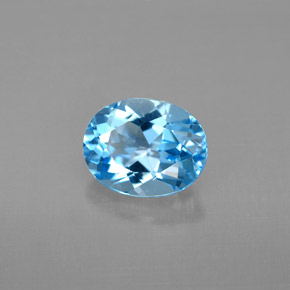 Topazio naturale blu da 2,38 ct, taglio ovale, VVS
