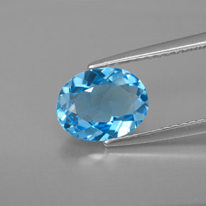 Topazio naturale blu da 2,01 ct, taglio ovale, VVS