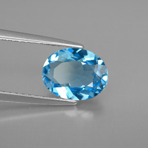 Topazio naturale blu da 2,01 ct, taglio ovale, VVS