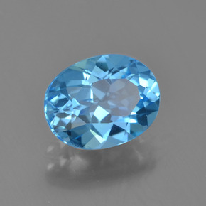 Topazio naturale blu da 2,40 ct, taglio ovale, VVS