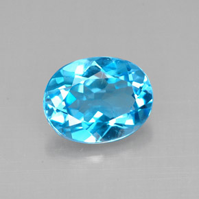 Topazio naturale blu da 2,18 ct, taglio ovale, VVS