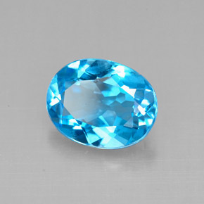 Topazio naturale blu da 2,18 ct, taglio ovale, VVS