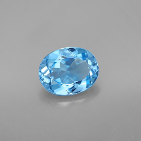 Topazio naturale blu da 2,16 ct, taglio ovale, VVS