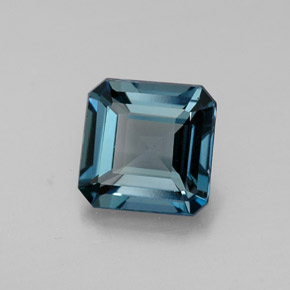 Topazio naturale blu da 1,56 ct, taglio smeraldo, VVS-VS