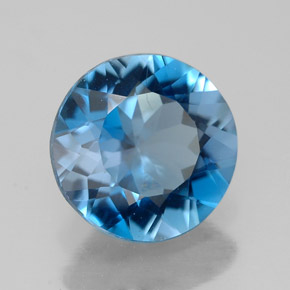 Topazio naturale blu da 2,58 ct, taglio rotondo, VVS