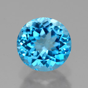 Topazio naturale blu da 2,59 ct, taglio rotondo, VVS