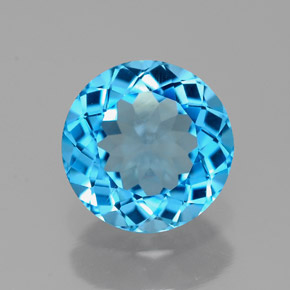 Topazio naturale blu da 2,31 ct, taglio rotondo, VVS