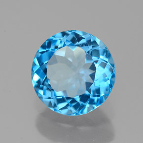 Topazio naturale blu da 2,31 ct, taglio rotondo, VVS
