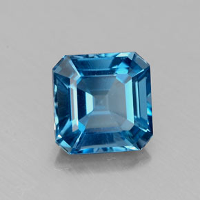 Topazio naturale blu da 1,90 ct, taglio smeraldo, VVS-VS