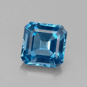 Topazio naturale blu da 1,90 ct, taglio smeraldo, VVS-VS