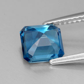 Topazio naturale blu da 1,90 ct, taglio smeraldo, VVS-VS