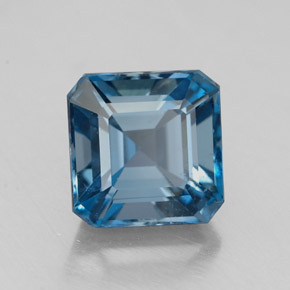 Topazio naturale blu da 2,46 ct, taglio smeraldo, VS