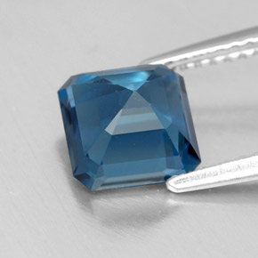 Topazio naturale blu da 2,46 ct, taglio smeraldo, VS